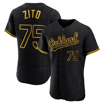 Authentic Barry Zito Men's Oakland Athletics Black Snake Skin City Jersey