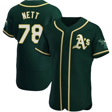 Authentic Braden Nett Men's Oakland Athletics Green Alternate Jersey