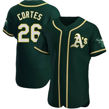 Authentic Carlos Cortes Men's Oakland Athletics Green Alternate Jersey