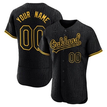 Authentic Custom Men's Oakland Athletics Black Snake Skin City Jersey