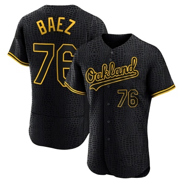Authentic Henry Baez Men's Oakland Athletics Black Snake Skin City Jersey