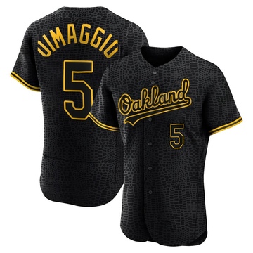 Authentic Joe Dimaggio Men's Oakland Athletics Black Snake Skin City Jersey