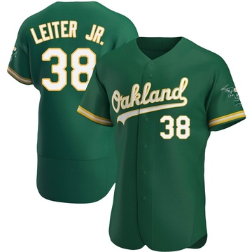 Authentic Mark Leiter Jr. Men's Oakland Athletics Kelly Green Alternate Jersey