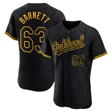 Authentic Mason Barnett Men's Oakland Athletics Black Snake Skin City Jersey