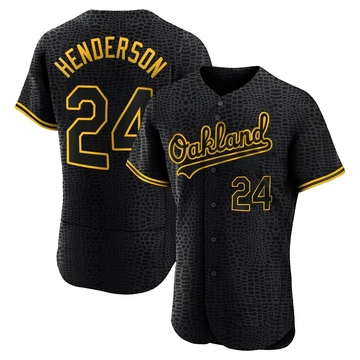 Authentic Rickey Henderson Men's Oakland Athletics Black Snake Skin City Jersey