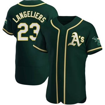Authentic Shea Langeliers Men's Oakland Athletics Green Alternate Jersey