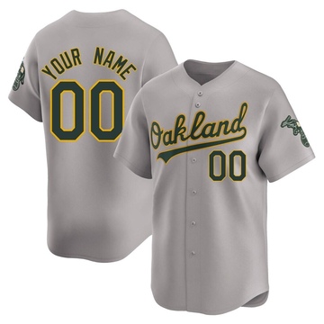 Limited Custom Men's Oakland Athletics Gray Away Jersey
