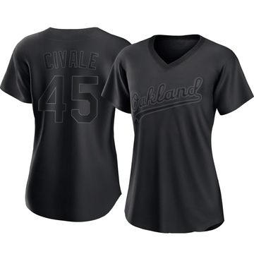 Replica Aaron Civale Women's Oakland Athletics Black Pitch Fashion Jersey