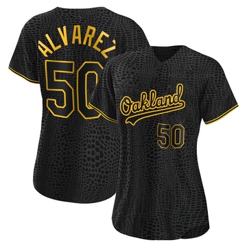 Replica Armando Alvarez Women's Oakland Athletics Black Snake Skin City Jersey