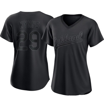 Replica Austin Wynns Women's Oakland Athletics Black Pitch Fashion Jersey