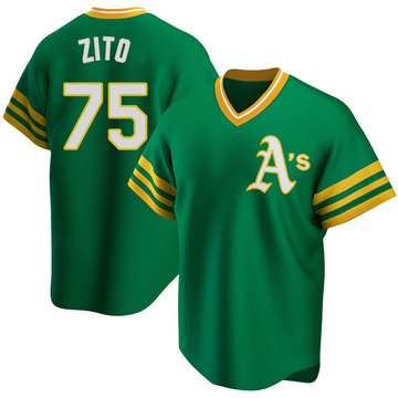 Replica Barry Zito Men's Oakland Athletics Kelly Green R Road Cooperstown Collection Jersey