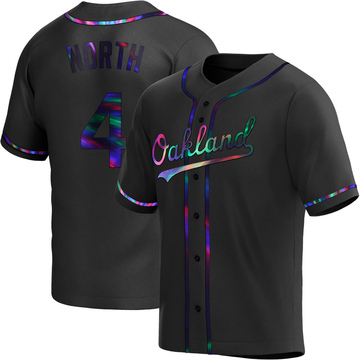 Replica Billy North Youth Oakland Athletics Black Holographic Alternate Jersey