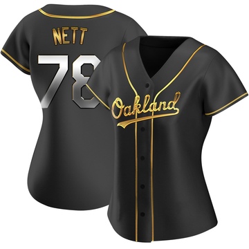 Replica Braden Nett Women's Oakland Athletics Black Golden Alternate Jersey
