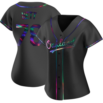 Replica Braden Nett Women's Oakland Athletics Black Holographic Alternate Jersey