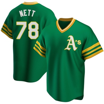 Replica Braden Nett Youth Oakland Athletics Kelly Green R Road Cooperstown Collection Jersey