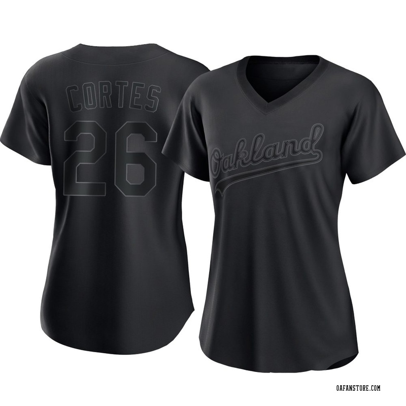 Replica Carlos Cortes Women's Oakland Athletics Black Pitch Fashion Jersey