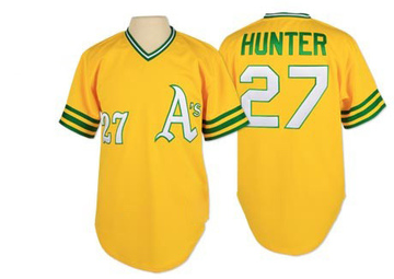 Replica Catfish Hunter Men's Oakland Athletics Gold Throwback Jersey
