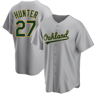Replica Catfish Hunter Men's Oakland Athletics Gray Road Jersey