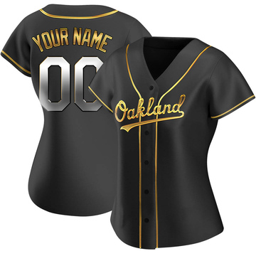 Replica Custom Women's Oakland Athletics Black Golden Alternate Jersey