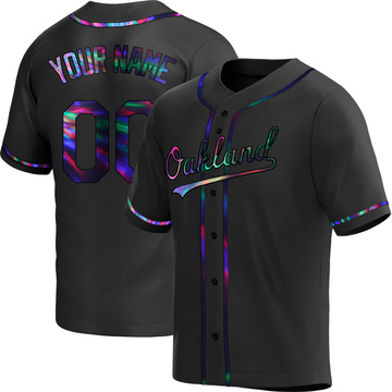 Replica Custom Youth Oakland Athletics Black Holographic Alternate Jersey