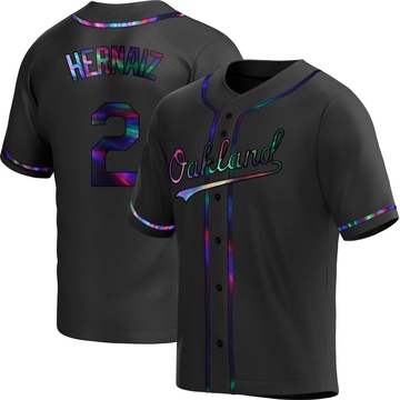 Replica Darell Hernaiz Youth Oakland Athletics Black Holographic Alternate Jersey