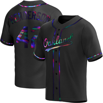 Replica Dave Henderson Youth Oakland Athletics Black Holographic Alternate Jersey