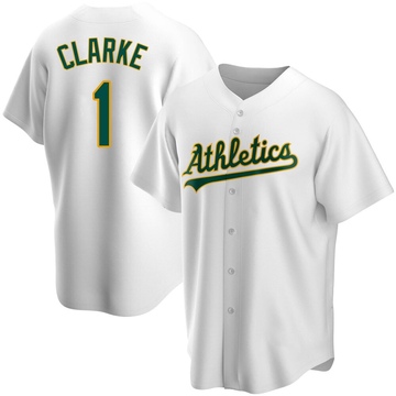 Replica Denzel Clarke Men's Oakland Athletics White Home Jersey