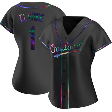 Replica Denzel Clarke Women's Oakland Athletics Black Holographic Alternate Jersey