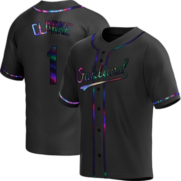 Replica Denzel Clarke Youth Oakland Athletics Black Holographic Alternate Jersey