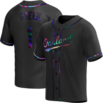 Replica Dick Green Youth Oakland Athletics Black Holographic Alternate Jersey
