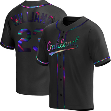 Replica Dick Williams Youth Oakland Athletics Black Holographic Alternate Jersey