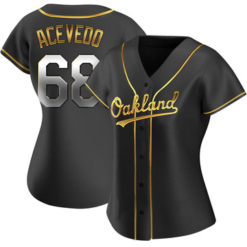 Replica Domingo Acevedo Women's Oakland Athletics Black Golden Alternate Jersey