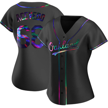 Replica Domingo Acevedo Women's Oakland Athletics Black Holographic Alternate Jersey