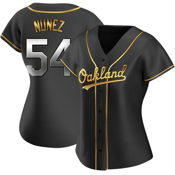 Replica Eduarniel Nunez Women's Oakland Athletics Black Golden Alternate Jersey
