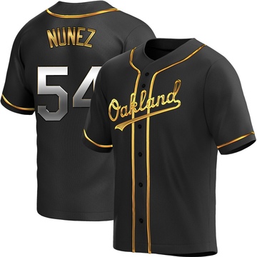Replica Eduarniel Nunez Youth Oakland Athletics Black Golden Alternate Jersey