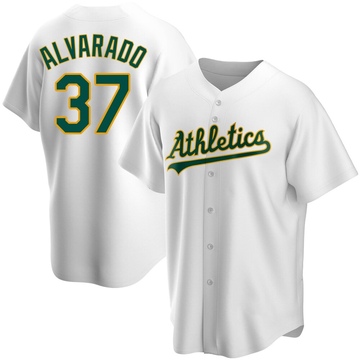 Replica Elvis Alvarado Men's Oakland Athletics White Home Jersey