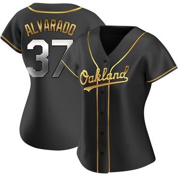 Replica Elvis Alvarado Women's Oakland Athletics Black Golden Alternate Jersey