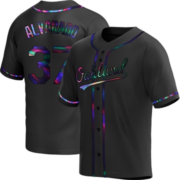 Replica Elvis Alvarado Youth Oakland Athletics Black Holographic Alternate Jersey