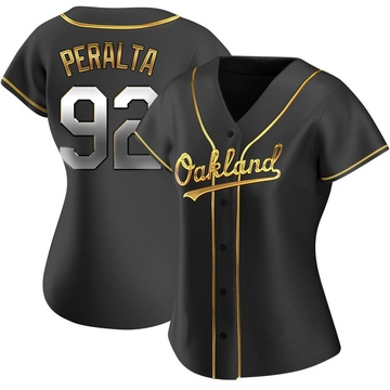 Replica Elvis Peralta Women's Oakland Athletics Black Golden Alternate Jersey