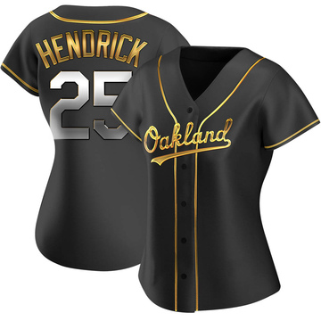 Replica George Hendrick Women's Oakland Athletics Black Golden Alternate Jersey