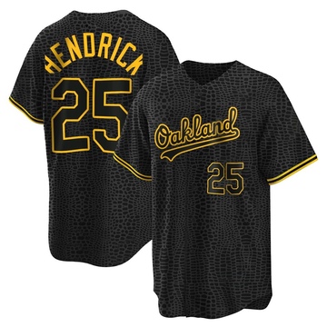 Replica George Hendrick Youth Oakland Athletics Black Snake Skin City Jersey