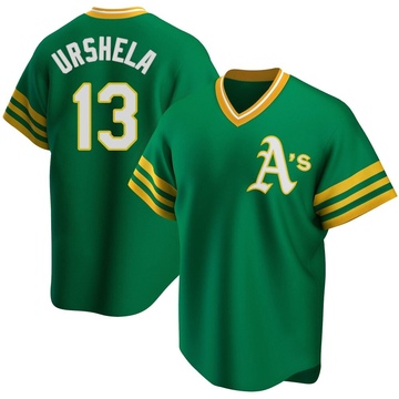 Replica Gio Urshela Men's Oakland Athletics Kelly Green R Road Cooperstown Collection Jersey