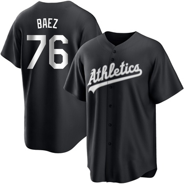 Replica Henry Baez Men's Oakland Athletics White Black/ Jersey