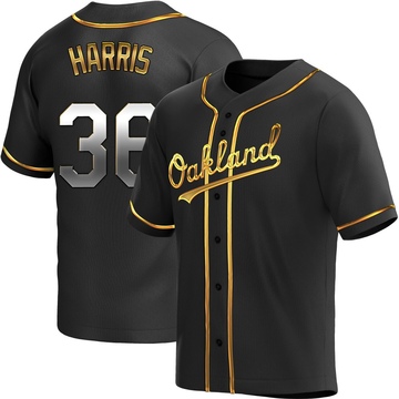 Replica Hogan Harris Youth Oakland Athletics Black Golden Alternate Jersey