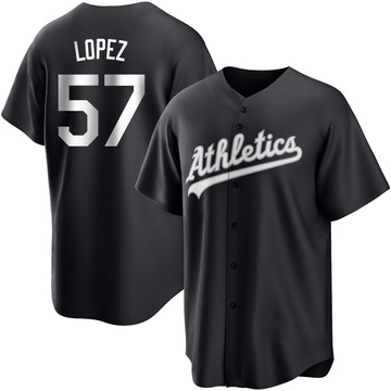 Replica Jacob Lopez Men's Oakland Athletics White Black/ Jersey