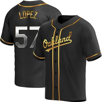 Replica Jacob Lopez Youth Oakland Athletics Black Golden Alternate Jersey