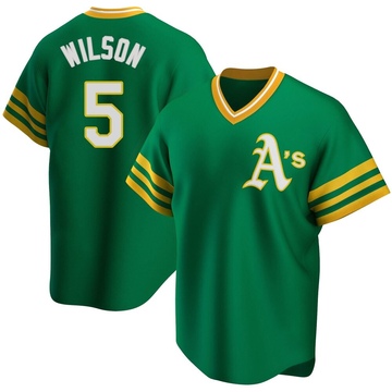 Replica Jacob Wilson Men's Oakland Athletics Kelly Green R Road Cooperstown Collection Jersey