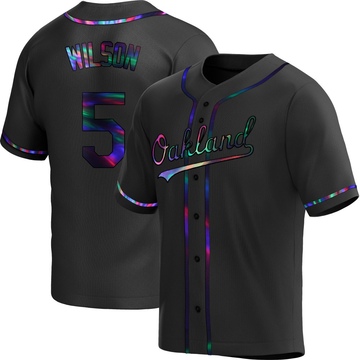 Replica Jacob Wilson Youth Oakland Athletics Black Holographic Alternate Jersey