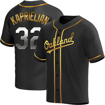 Replica James Kaprielian Men's Oakland Athletics Black Golden Alternate Jersey