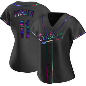 Replica Jarrod Parker Women's Oakland Athletics Black Holographic Alternate Jersey